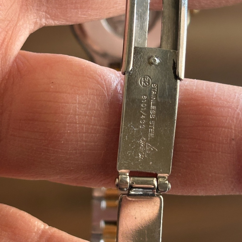 Omega Gold and Silver Two-Tone Watch with Roman Numerals - Picture 6 of 9